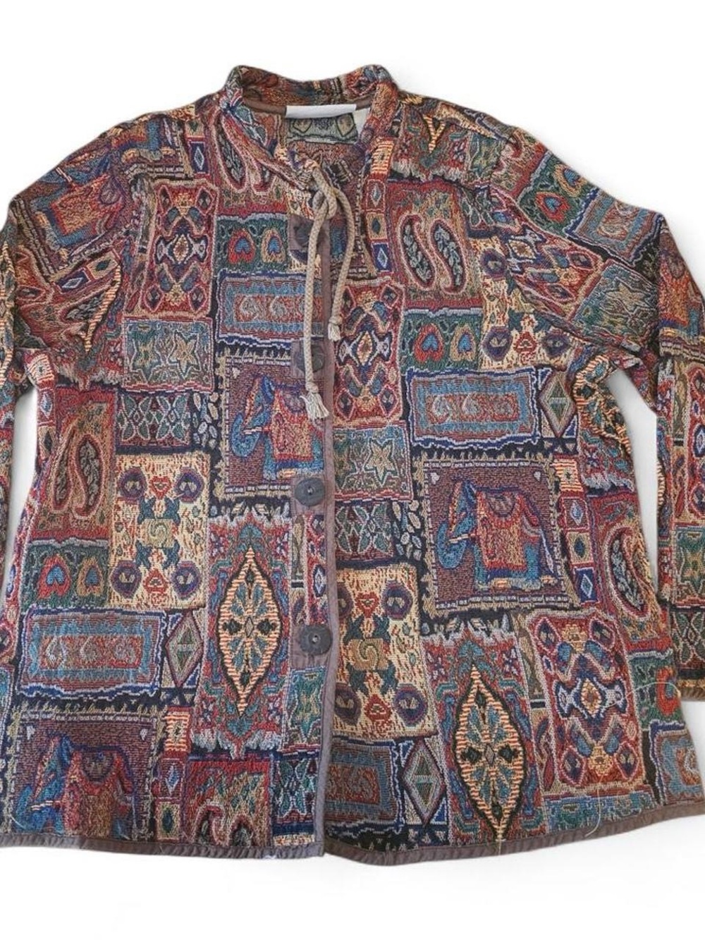 Multicolor Patchwork Button-Front Jacket